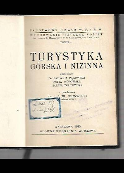 opr. J. Pągowska, Z, Wołowska, H. Żółtowska - Turystyka górska i nizinna (1935)