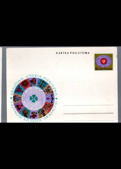 S. Małecki - Krajowa Loteria pieniężna przynosi szczęście grającym (kartka pocztowa)
