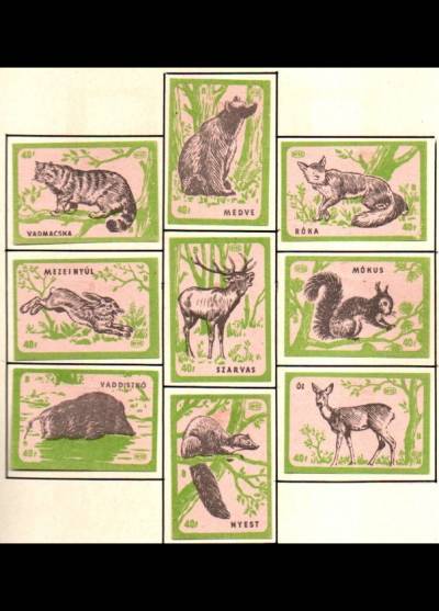 zwierzęta leśne - 9 węgierskich etykiet, wersja 6