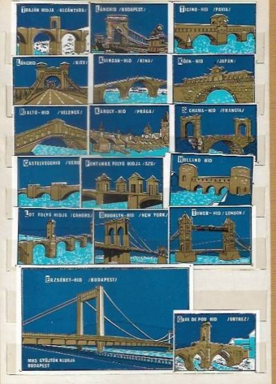 Mosty - węgierska seria, 16 małych i 1 duża etykieta