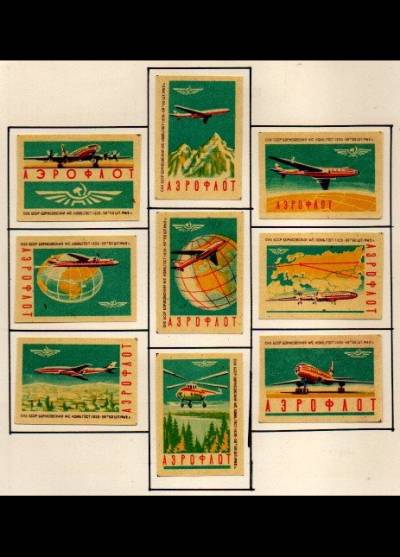 Aerofłot - rosyjska seria 9 etykiet, 1962