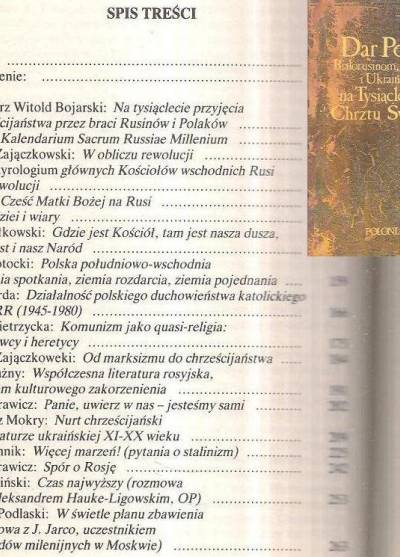 wybór tekstów - Dar Polski Białorusinom, Rosjanom i Ukraińcom na tysiąclecie ich Chrztu Świętego