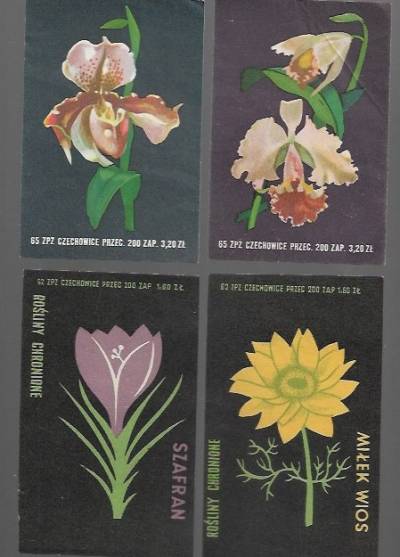 kwiaty - 4 duże etykiety, 1962, 1964
