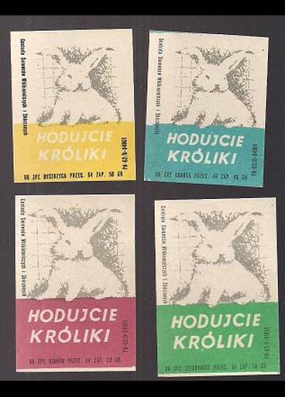Hodujcie króliki - seria  kolorystyczna 4 etykiet