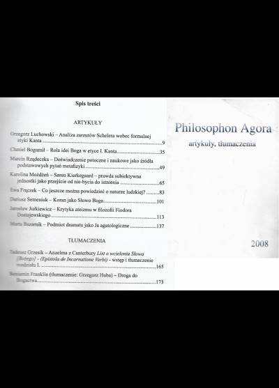 Philosophon Agora. Artykuły - tłumaczenia. 2008