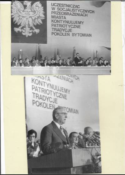 Lesław Kauczyński - Wizyta Edwarda Gierka w Bytomiu z okazji odznaczenia miasta Orderem Sztandaru Pracy I kl. (2 zdjęcia, 1979)