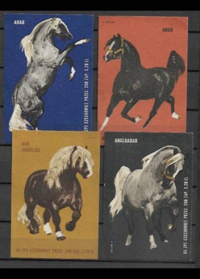konie - seria 4 dużych etykiet, 1965