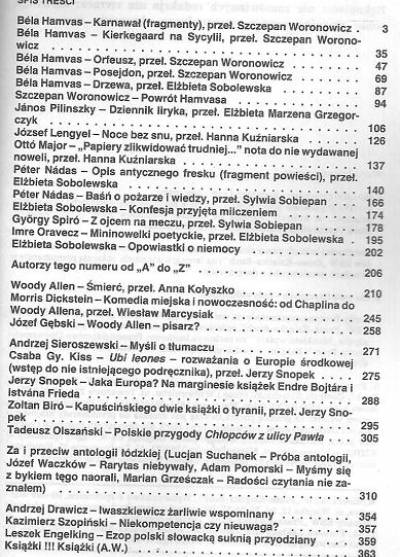 Hamvas, Nadas, Allen i inni - Literatura na świecie nr 1(210)1989