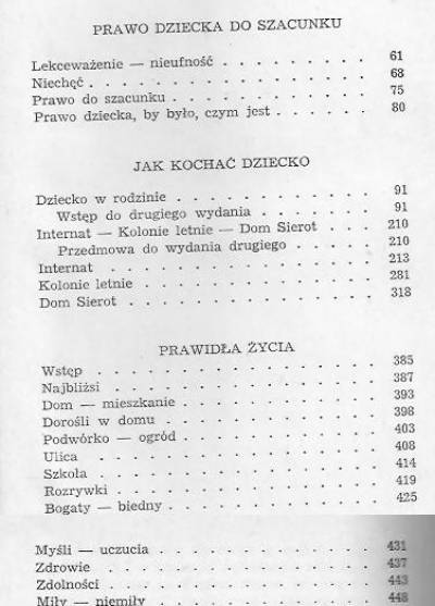 Janusz Korczak - Pisma wybrane tom I (spis treści na skanie)