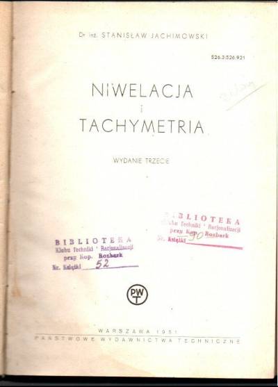 Stanisław Jachnowski - Niwelacja i tachymetria