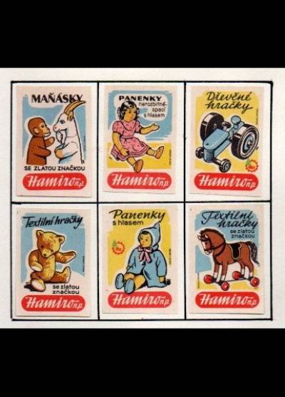 Czeskie zabawki firmy Hamiro (ze zlatou znackou!)- 6 etykiet