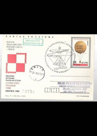 Poczta śmigłowcowa Poznań-Dębica  (kartka pocztowa, krajowa wystawa filatelistyczna Lotnictwo-Poznań 1980)
