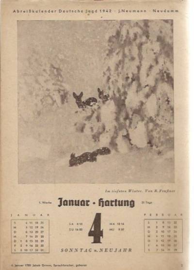 Abreisskalender Deutsche Jagd 1942  (od 4 stycznia)