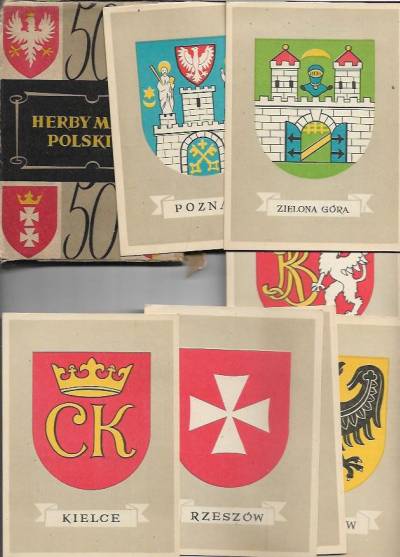 Herby miast polskich - komplet 50 pocztówek (1959)