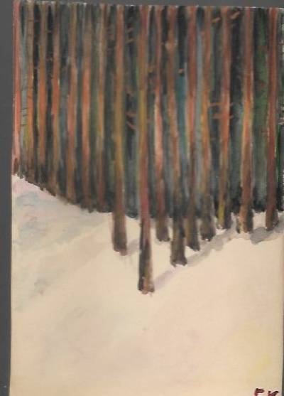 las - ręcznie malowana pocztówka