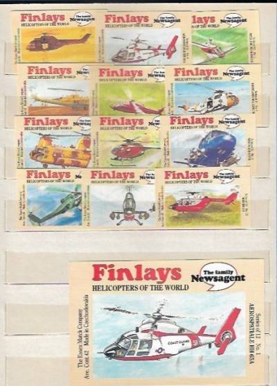 Helicopters of the world (Finlays) - seria 12 małych etykiet plus 1 duża