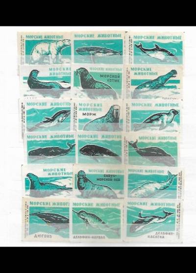 Morskie  żywotnyje (zwierzęta morskie) - rosyjska seria 18 etykiet, 1966