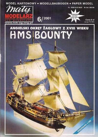 Angielski okręt żaglowy z XVIII wieku HMS Bounty (Mały Modelarz nr 6/2001)
